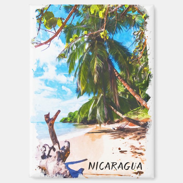 Aimant Aquarelle Tropical Nicaragua Beach Travel (Recto)