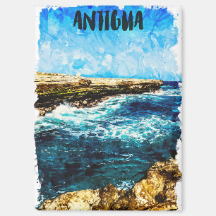 Aimant Aquarelle tropicale de l'île d'Antigua Caribbean