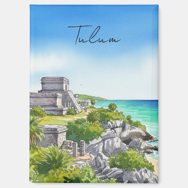 Aimant Aquarelle Tulum Mexico (Recto)