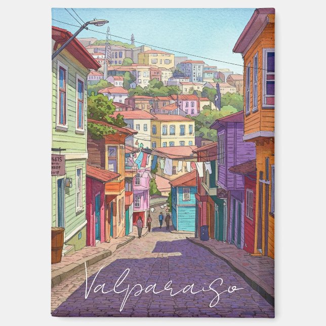 Aimant Aquarelle Valparaiso Chili (Recto)