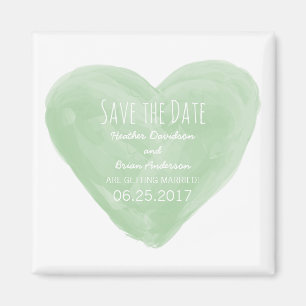 Aimant Aquarelle verte Coeur Enregistrer l'aimant Date