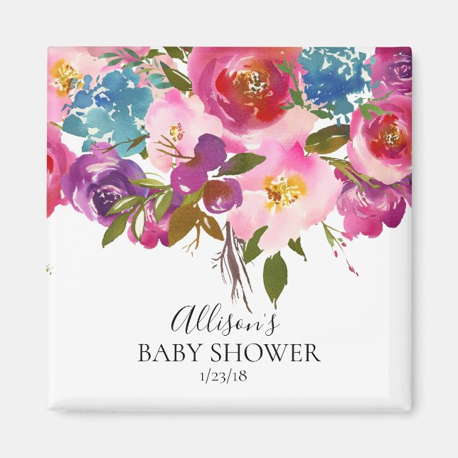 Aimant Aquarelle violet et rose Douche Favoriser l'aimant (Devant)