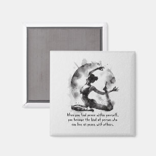 Aimant Aquarelle Yoga Reiki Pose King Pigeon à une jambe