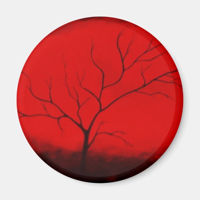Aimant Arbre Abstrait et ciel rouge Art déco Abstrait ori (Devant)