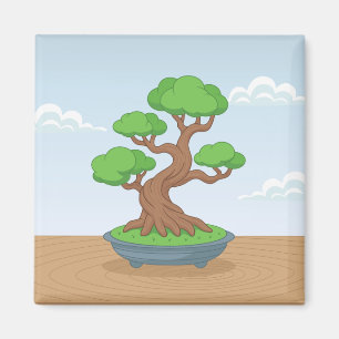 Aimant Arbre Bonsaï Japonais Tordu sur une Table