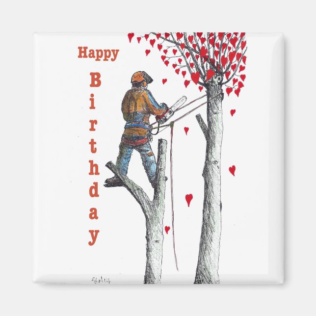 Aimant Arbre chirurgien Arboriste Carte d'anniversaire (Devant)