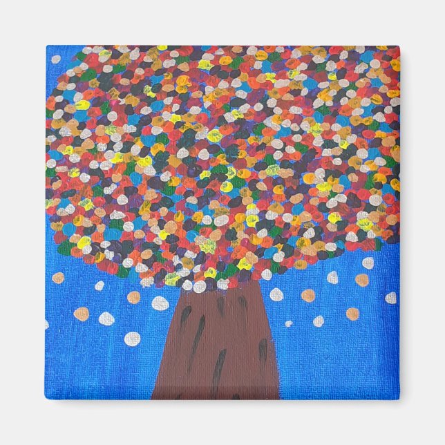 Aimant Arbre coloré Abstrait (Devant)