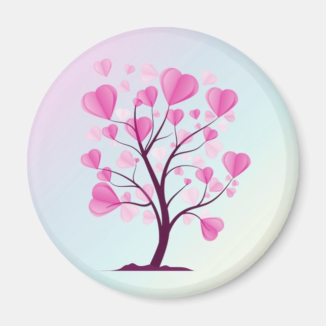 Aimant Arbre d'amour Arbre de coeur Pastel rose Aquarelle (Devant)