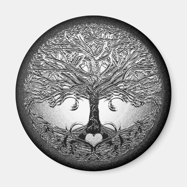 Aimant Arbre d'argent avec coeur (Devant)