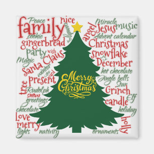Aimant Arbre de Noël avec mots de Noël