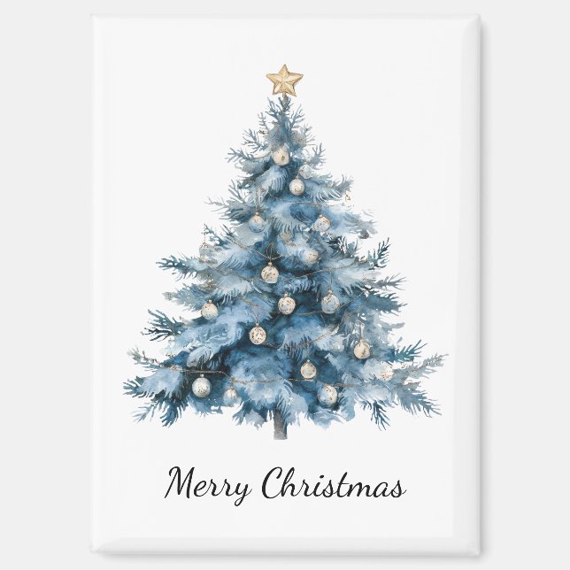 Aimant Arbre de Noël bleu hiver Gold Star (Recto)
