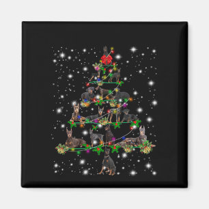 Aimant Arbre De Noël Doberman Couvert De Lampe De Feu