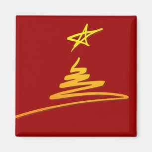Aimant Arbre de Noël or sur l'aimant rouge