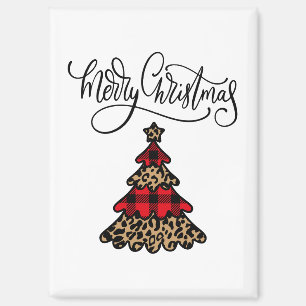 Aimant Arbre de Noël Plaid & Empreinte de léopard
