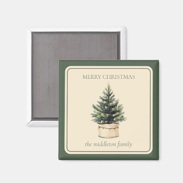 Aimant Arbre de Noël rustique minimal (Recto/Verso)