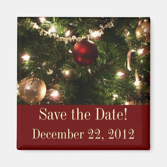 Aimant Arbre de Noël Sauvegarder l'aimant Date (Devant)