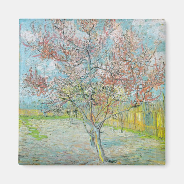 Aimant Arbre de pêche à fleurs | Vincent van Gogh (Devant)