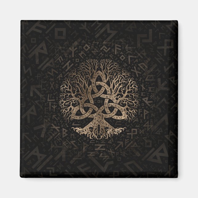 Aimant Arbre de vie avec Triquetra sur le motif Futhark (Devant)