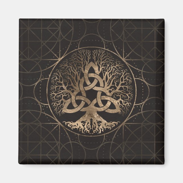 Aimant Arbre de vie - Yggdrasil avec Triquetra (Devant)