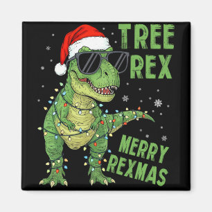 Aimant Arbre drôle Rex Noël Dinosaure Chapeau de Père Noë