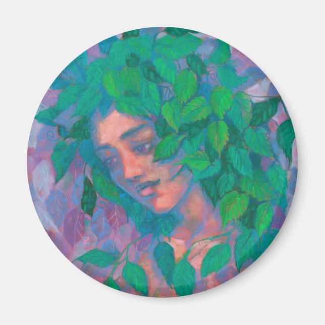 Aimant Arbre Dryad Spirit Vert Feuilles Surreal Imaginair (Devant)