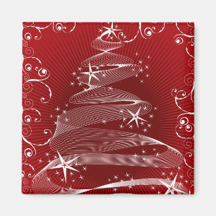 Aimant Arbre rouge Abstrait X'mas et tourbillons de Noël
