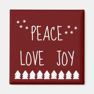 Aimant Arbres blancs de Noël Paix Amour Joie