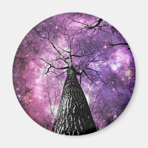 Aimant Arbres hivernaux Cieux de galaxie rose violet
