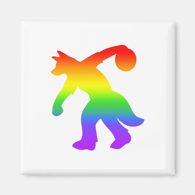 Aimant Arc-en-ciel Anthropomorphique Canine Bowling Magne (Devant)