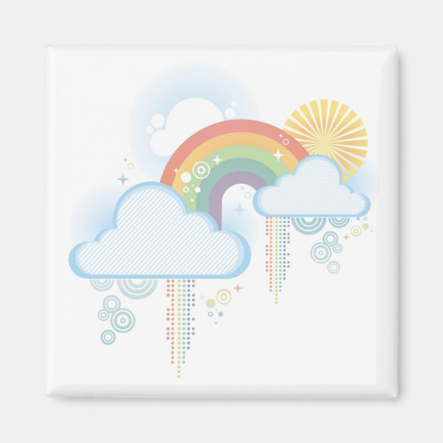 Aimant arc-en-ciel rétro - Carré (Devant)