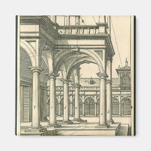 Aimant Architecture vintage, Cour romaine avec Colonnes