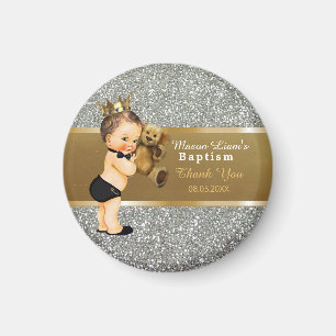 Aimant Argent d'or de souvenir de Merci du baptême   de
