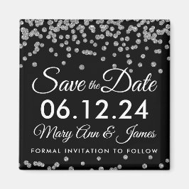 Aimant Argent Faux Parties scintillant Confetti Noir Enre