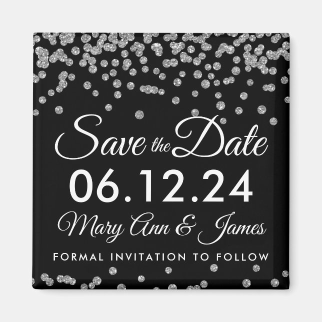 Aimant Argent Faux Parties scintillant Confetti Noir Enre (Devant)