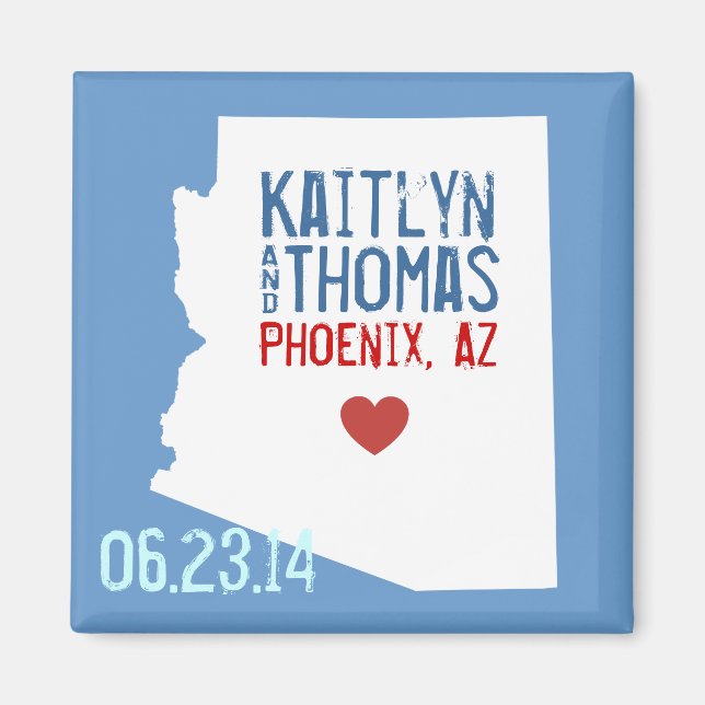 Aimant Arizona Enregistrer la date - Ville personnalisabl (Devant)