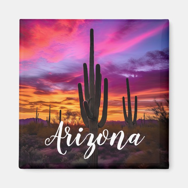 Aimant Arizona Saguaro Cactus Sud-Ouest Désert Sunset (Devant)