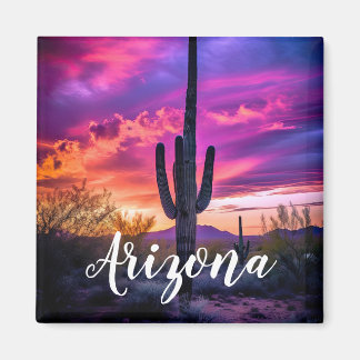 Aimant Arizona Saguaro Cactus Sud-Ouest Désert Sunset