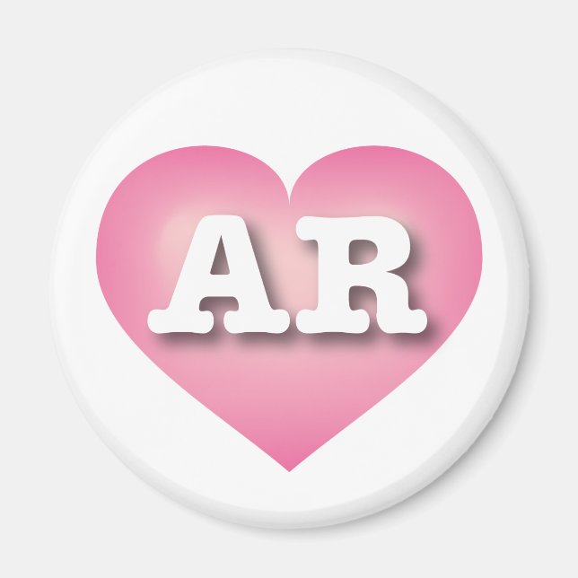 Aimant Arkansas Pink Fade Heart - I love AR (Devant)