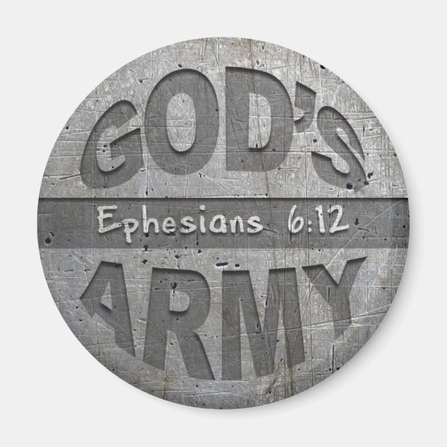 Aimant Armée de Dieu - Ephésiens 6:12 Bible Verse Métal G (Devant)