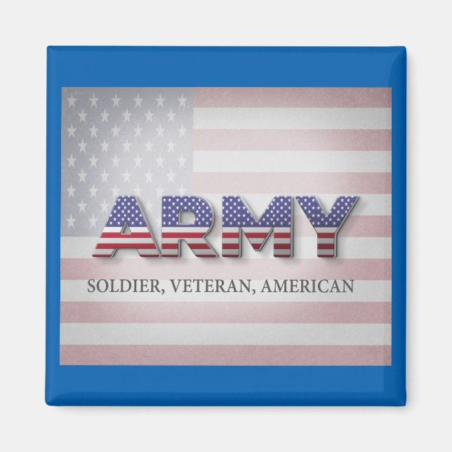 Aimant Armée "Soldat, Vétéran, Américain" (Devant)