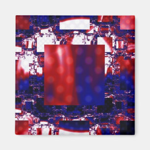 Aimant Arrêt Art fractal rouge et bleu
