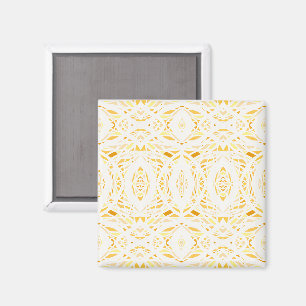 Aimant Art abstrait acrylique jaune blanc prismatique
