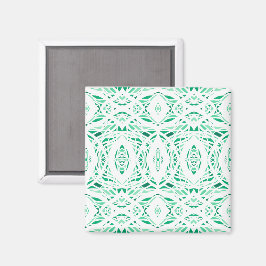 Aimant Art abstrait acrylique vert blanc prismatique
