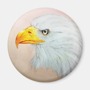 Aimant Art animal blanc et jaune, Aigle rond - Aigle