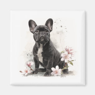 Aimant Art aquarelle de bouledogue français noir