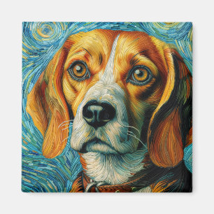 Aimant Art Beagle style Van Gogh