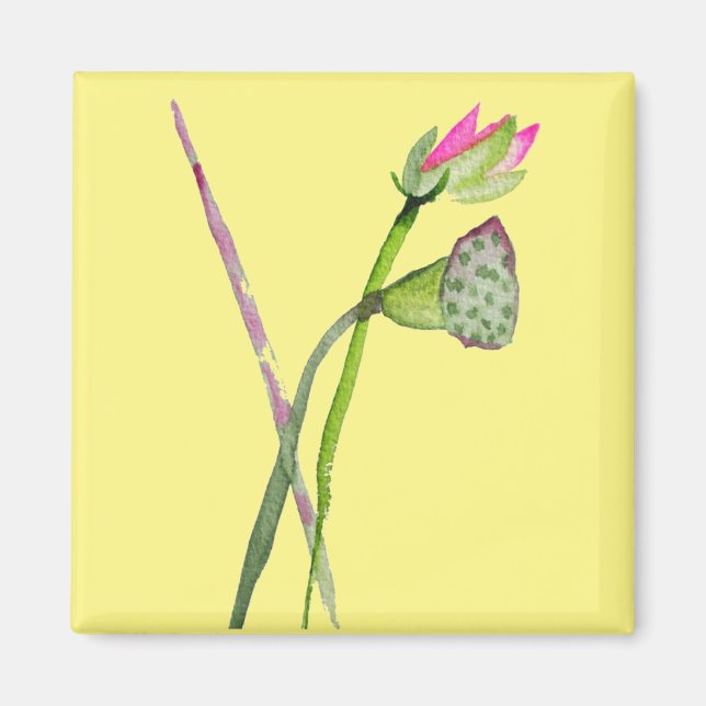 Aimant Art bouddhiste fleur de lotus zen rose (Devant)