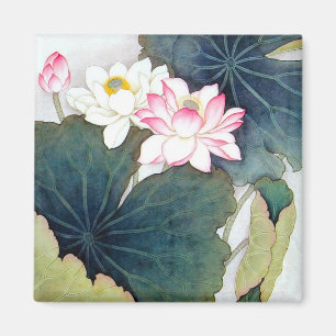 Aimant art chinois frais de papillon de fleur de rose de