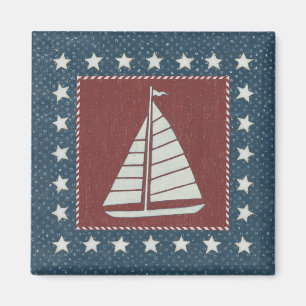 Aimant Art côtier Voilier en rouge