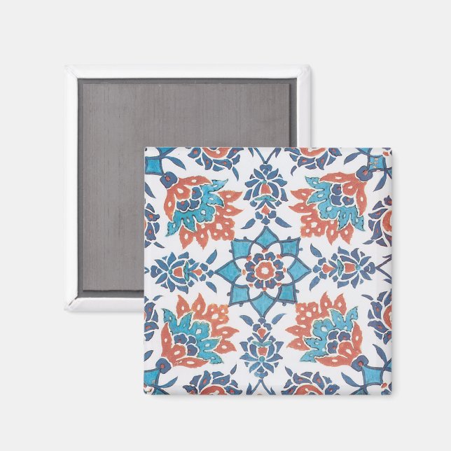 Aimant Art de carreau de bleu de Delft à fleur de maïs ro (Recto/Verso)